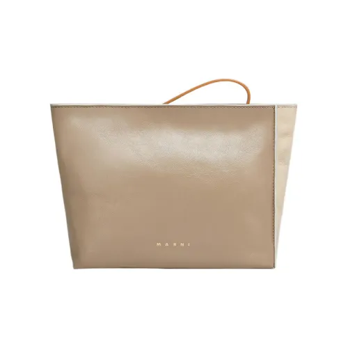 MARNI Cow Leather Clutch Women's Gray Green/Beige