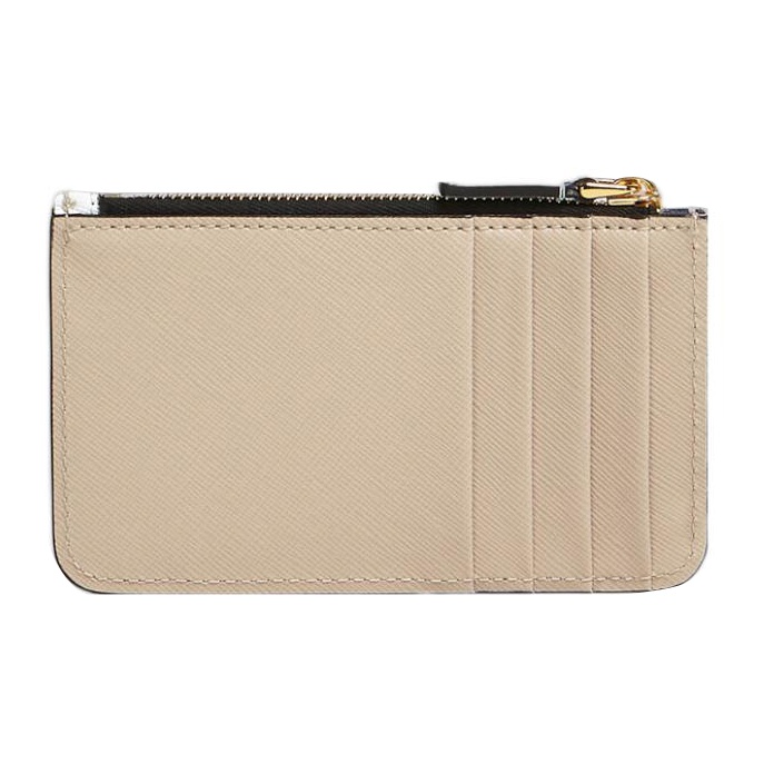 MARNI Saffiano Logo Printed Color-Block Card Case - POIZON