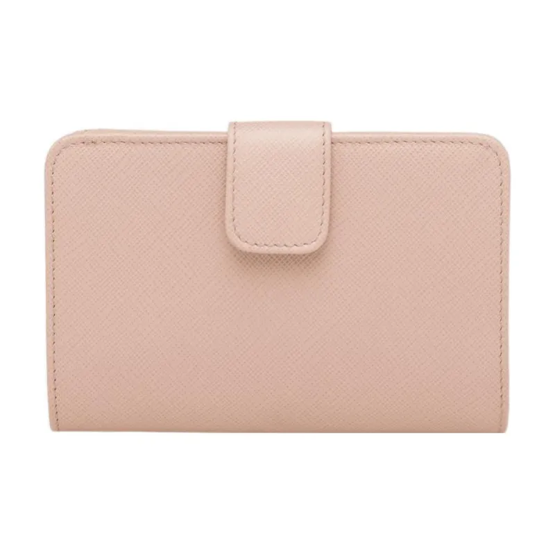 PRADA Saffiano Leather Wallet Small Size Women's Pink-2