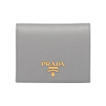 PRADA Saffiano Leather Wallet Small Size Women's Gray