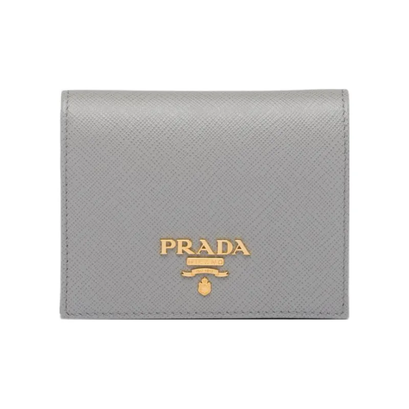 PRADA Saffiano Leather Wallet Small Size Women's Gray-0