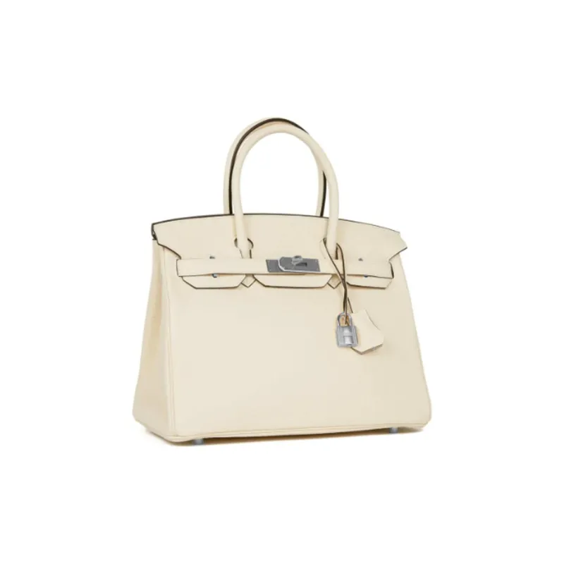 HERMES Birkin Taurillon Clemence Leather Birkin Bag Handbags Women's I2 Nata Cream White-1