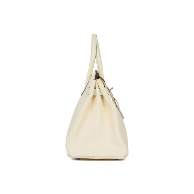 HERMES Birkin Taurillon Clemence Leather Birkin Bag Handbags Women's I2 Nata Cream White-2