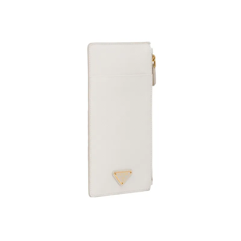 PRADA Saffiano Leather Wallet Women's White-1