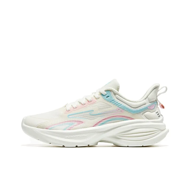 Erke Anti Slip Wear Resistant Low Top Running Shoes Women's White Blue-0