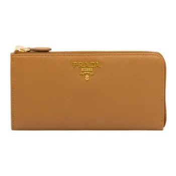 PRADA Saffiano Leather Wallet Large Size Women's Caramel Brown
