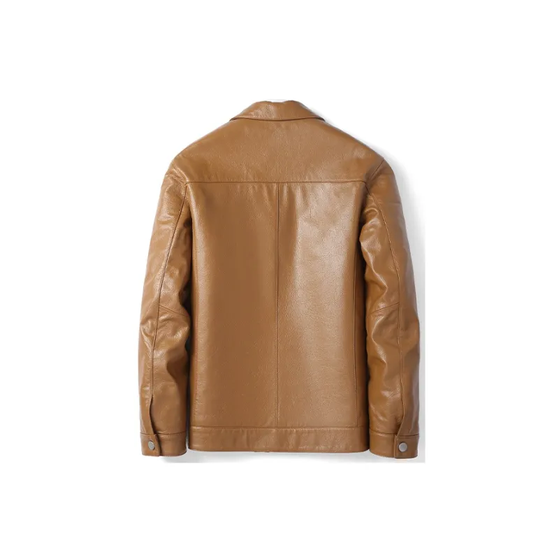 SINBOS Leather Jacket Men's Ginger Yellow-1