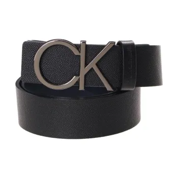 CK/Calvin Klein Fashion Minimalist Style Double-Sided With Reversible Metal LOGO Smooth Buckle Belt Men's Black