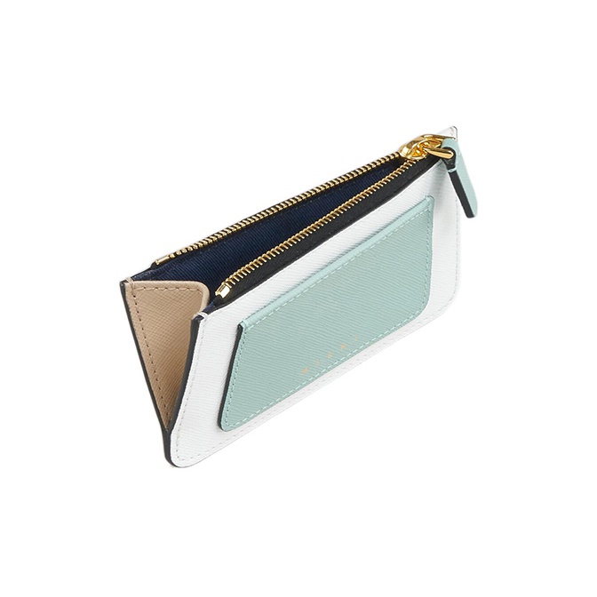 ☆送料・関税込☆MARNI★SAFFIANO カード入れ★ ブルーとブラック サフィアーノレザー製 ジップアラウンドカード