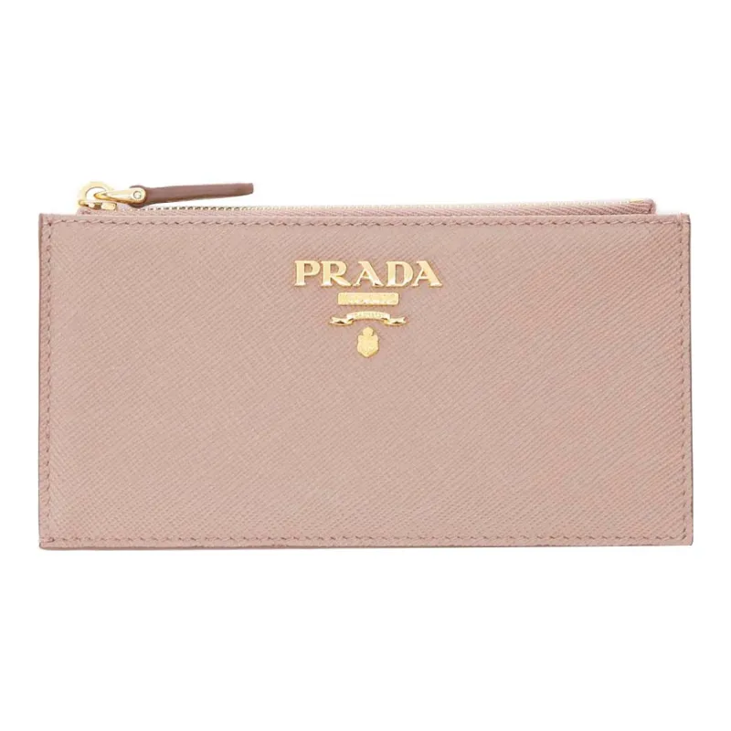 PRADA Leather Business Card Holder Card Case Women's Pink-0