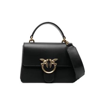 PINKO Smooth Calf Leather Handbag, Shoulder Bag, Crossbody Bag Trumpets Women's Black