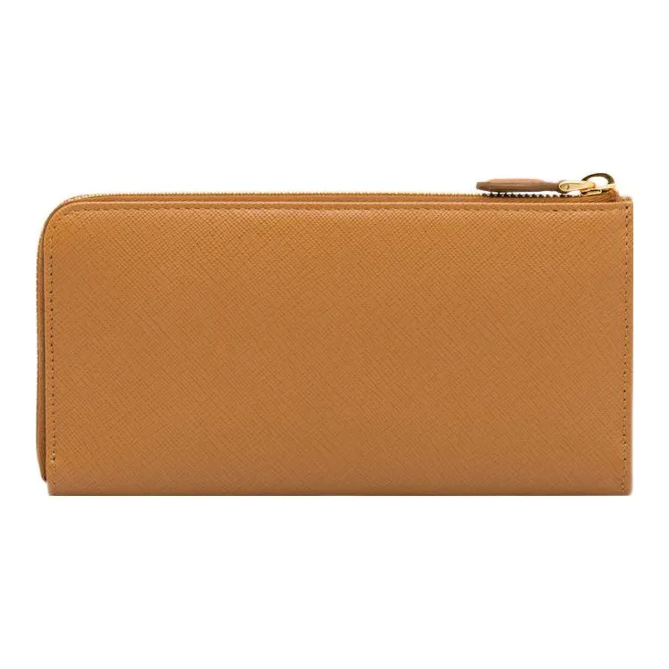 PRADA Saffiano Leather Wallet Large Size Women's Caramel Brown-2