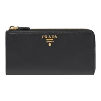 PRADA Saffiano Leather Wallet Large Size Women's Black