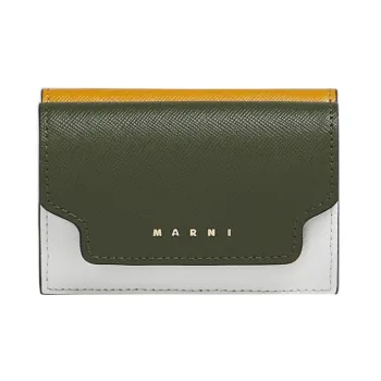 MARNI Leather Wallet Women's Green/White/Yellow