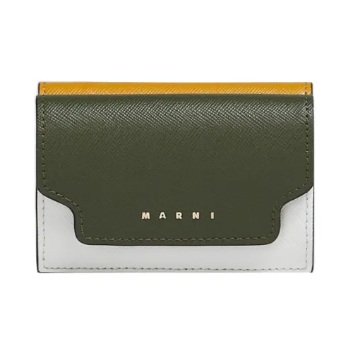 MARNI Leather Wallet Women's Green/White/Yellow