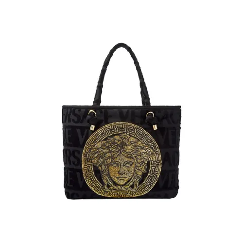 VERSACE VERSACE Cotton Tote Bag Shopping Bag Shoulder Bag Handbag Women's Black