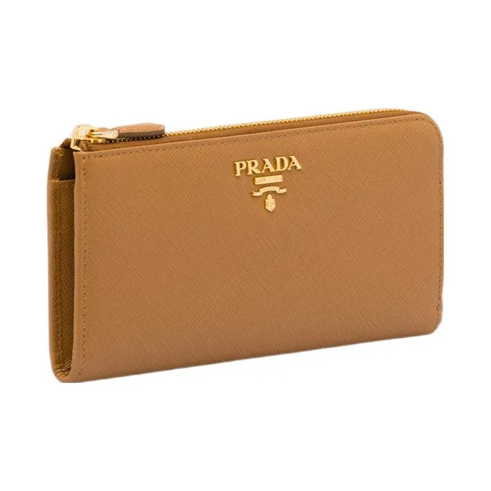 PRADA Saffiano Leather Wallet Large Size Women's Caramel Brown-1