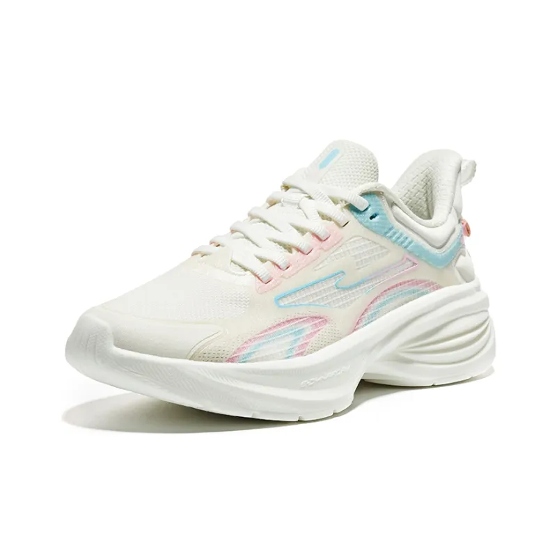 Erke Anti Slip Wear Resistant Low Top Running Shoes Women's White Blue-2