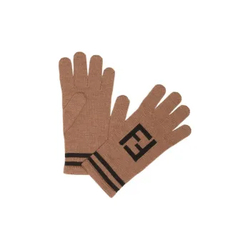 FENDI Wool Knit Gloves Men's Brown