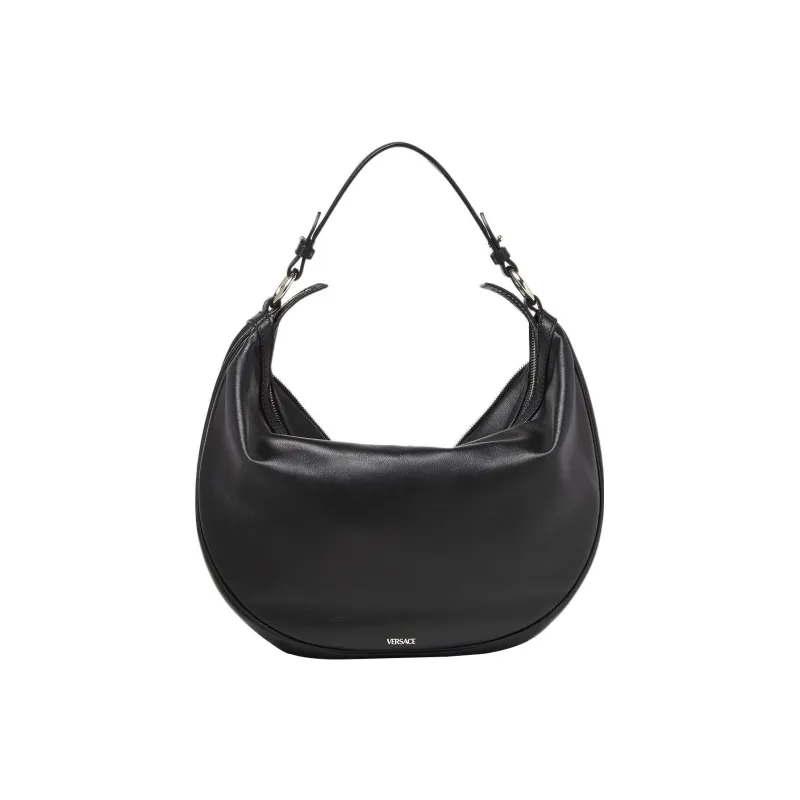 VERSACE Cow Leather Crescent Bag Handbag, Shoulder Bag Women's Black-2