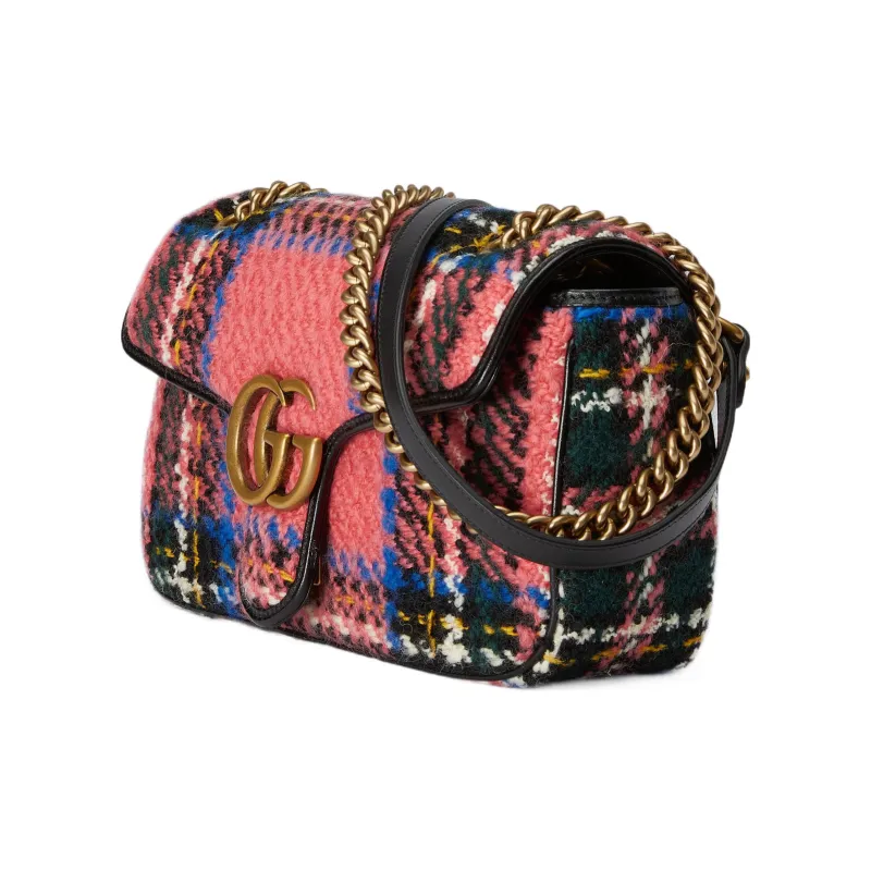 GUCCI GG Marmont Tweed With Leather Crossbody Bag Shoulder Bag Women's Light Pink-2