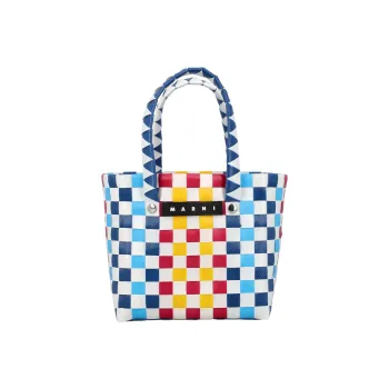 MARNI Cow Leather Basket Bag Tote Bag Shopping Bag Handbag Regular Kids' Blue