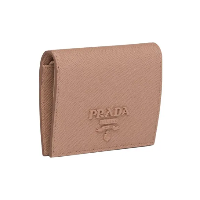 PRADA Saffiano Leather Wallet Small Size Women's Pink-1