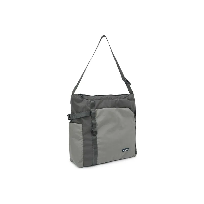 ACROSS Polyester Shoulder Bag, Crossbody Bag Large Size Unisex Khaki/Gray/Black-5