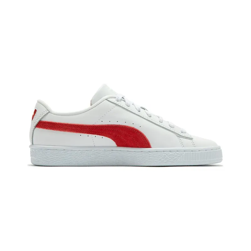 PUMA Basket Classic 75Y Anti Slip Wear Resistant Low Top Skateboard Shoes Unisex White Red-1