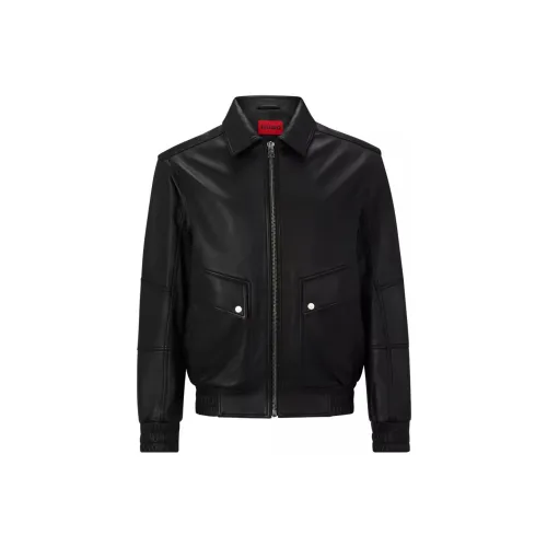 HUGO BOSS Leather Jackets Men Black