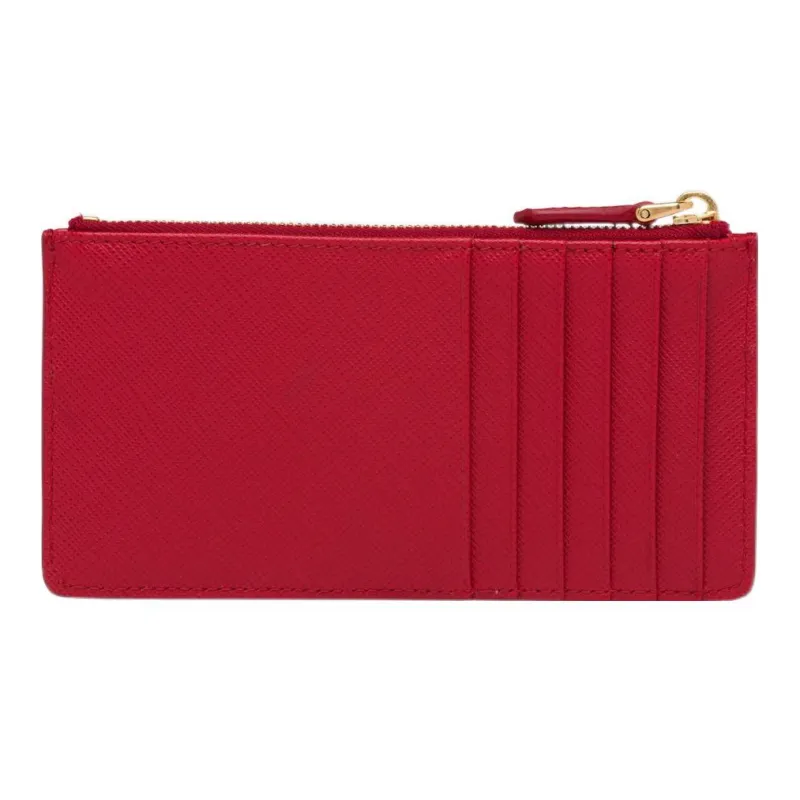 PRADA Saffiano Leather Card Holder Women's Red-1