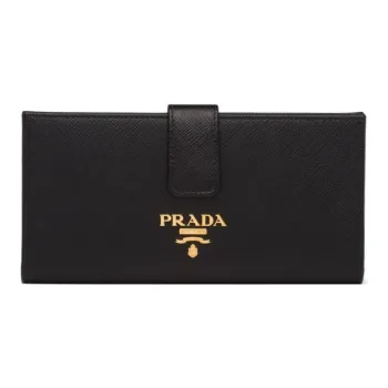 PRADA Saffiano Leather Wallet Large Size Women's Black