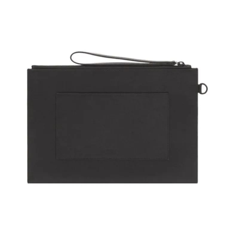KENZO Cow Leather Clutch Large Size Women's Black-4