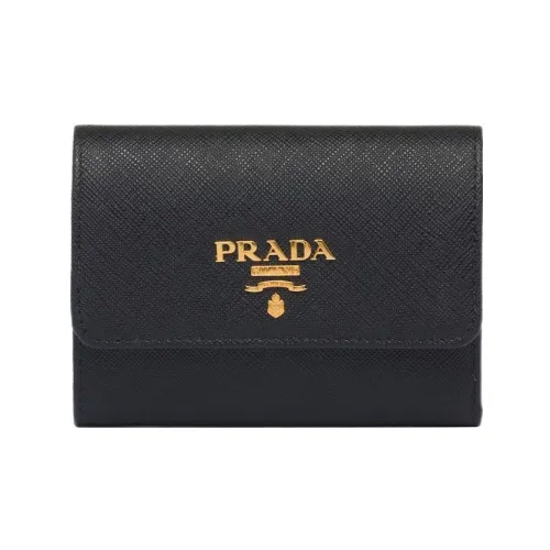 PRADA Saffiano Leather Wallet Small Size Women's Black