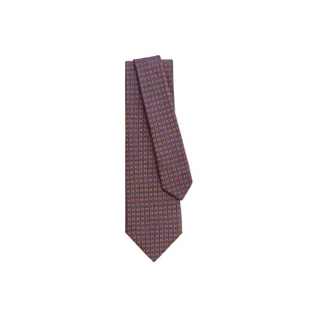 HERMES Tie Men's Orange/Dark Purple