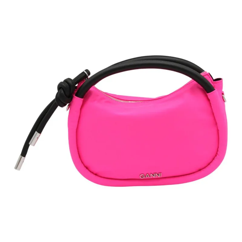 GANNI Leather Detail Handbag Shoulder Bag Crossbody Bag Women's Pink-0
