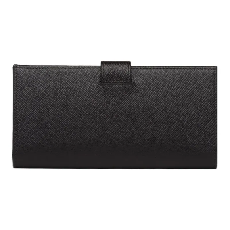 PRADA Saffiano Leather Wallet Large Size Women's Black-2