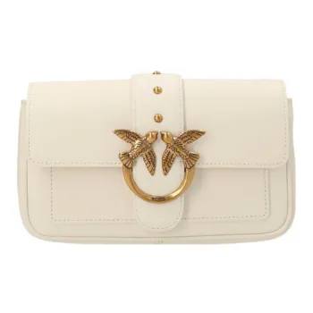 PINKO Pocket Love Leather Crossbody Bag, Shoulder Bag Women's White