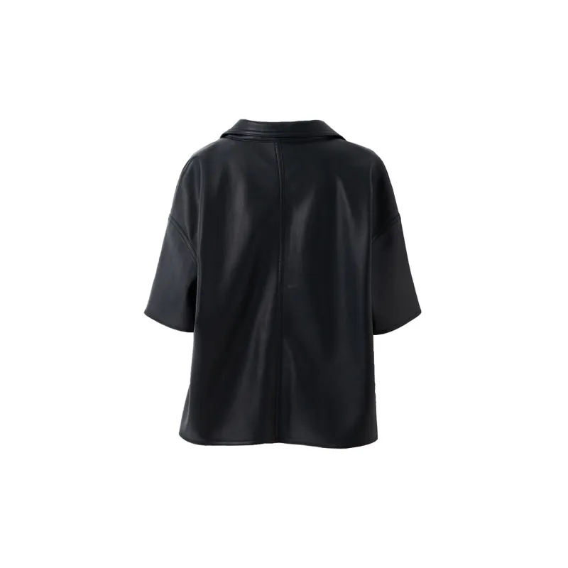 SOON FLOWER Leather Jacket Women's Black-1