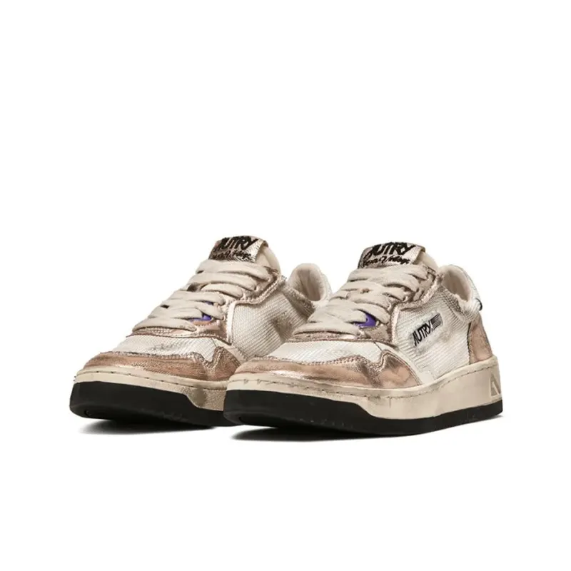 AUTRY Super Vintage Low White Metallic Pink Women's-1