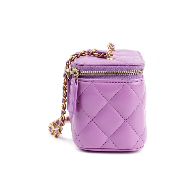 CHANEL Sheepskin Box Bag, Shoulder Bag, Crossbody Bag Trumpets Women's Purple-1