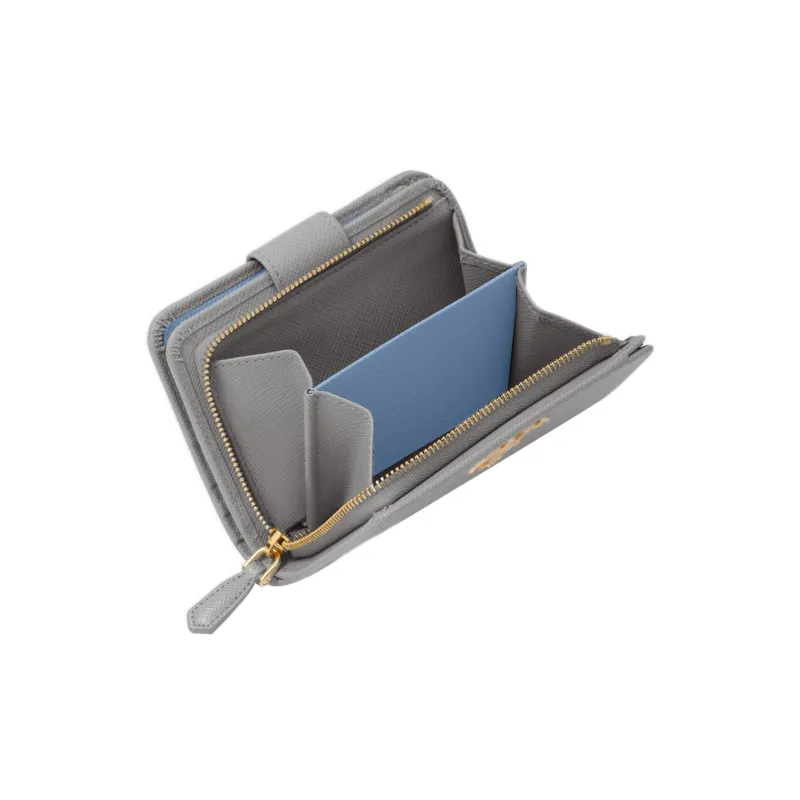 PRADA Saffiano Leather Wallet Small Size Women's Gray-4