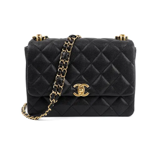 CHANEL 22K Autumn And Winter Litchi Cow Leather Flap Bag, Shoulder Bag, Crossbody Bag Women's Black