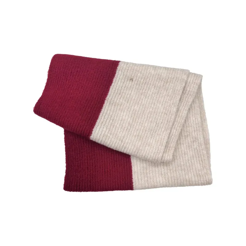 VIVIWELL Knit Scarves Women's Red White-2