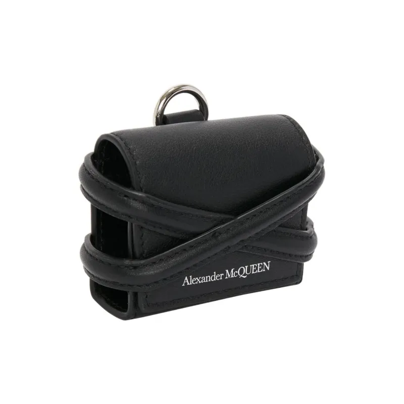 Alexander McQueen Cow Leather Earphone Case Men's Black-2