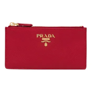 PRADA Saffiano Leather Card Holder Women's Red