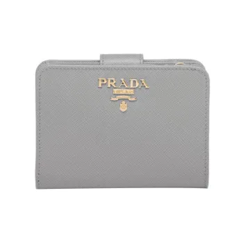 PRADA Saffiano Leather Wallet Small Size Women's Gray