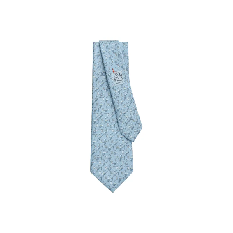 HERMES Jockey Ties Men Sky Blue-0