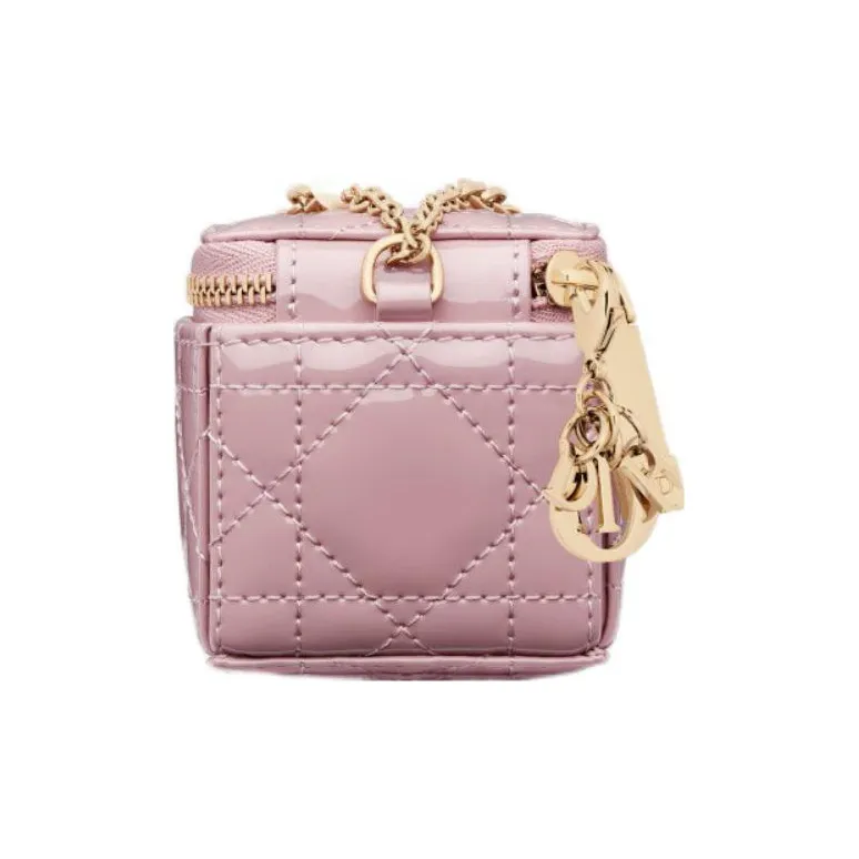 DIOR Patent Leather Cowhide Clutch Extra Mini Women's Pink-2