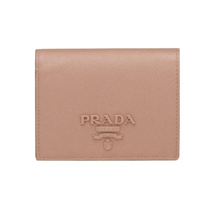 PRADA Saffiano Leather Wallet Small Size Women's Pink-0